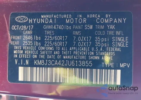 2018 Hyundai Tucson Sel from USA, damaged, VIN KM8J3CA42JU613855